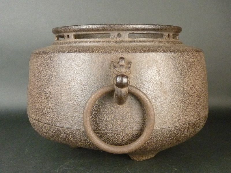 FT29 銅製 蓋置 人間国宝 釜師 角谷一圭 作 銅 唐松文沈金