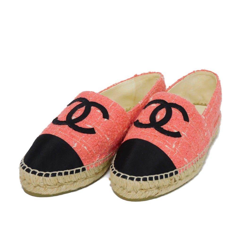 【ホットなカラー】CHANEL CCマーク ツイード エスパドリーユ CHANEL シャネル エスパドリーユ 40 CCマーク ツイード フラット