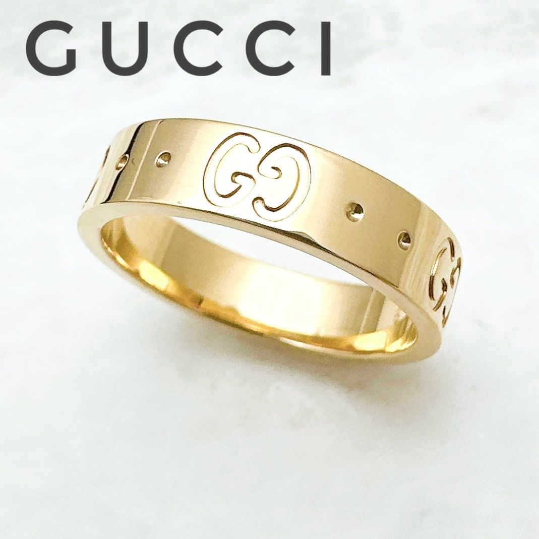 美品🌟GUCCI アイコン イエローゴールド リング 6 約6号 U 美品🌟GUCCI アイコン イエローゴールド リング 6 約6号 U