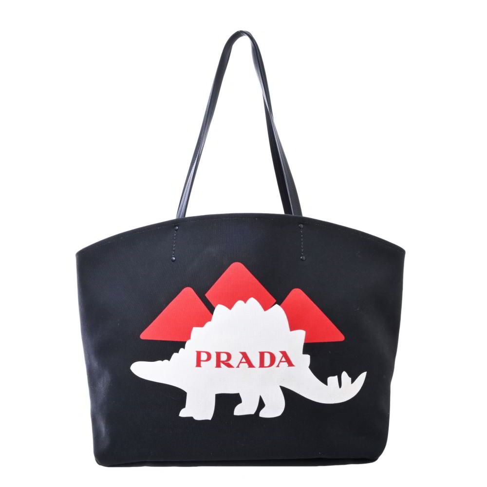 PRADA キャンバス 恐竜プリント トートバッグ