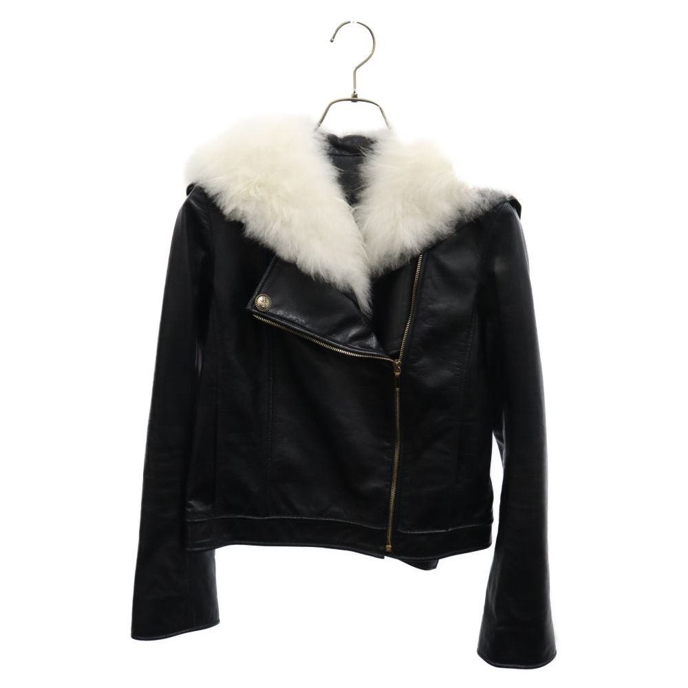 CHANEL (シャネル) ゴートファー 切り替え カーフスキン ダブル