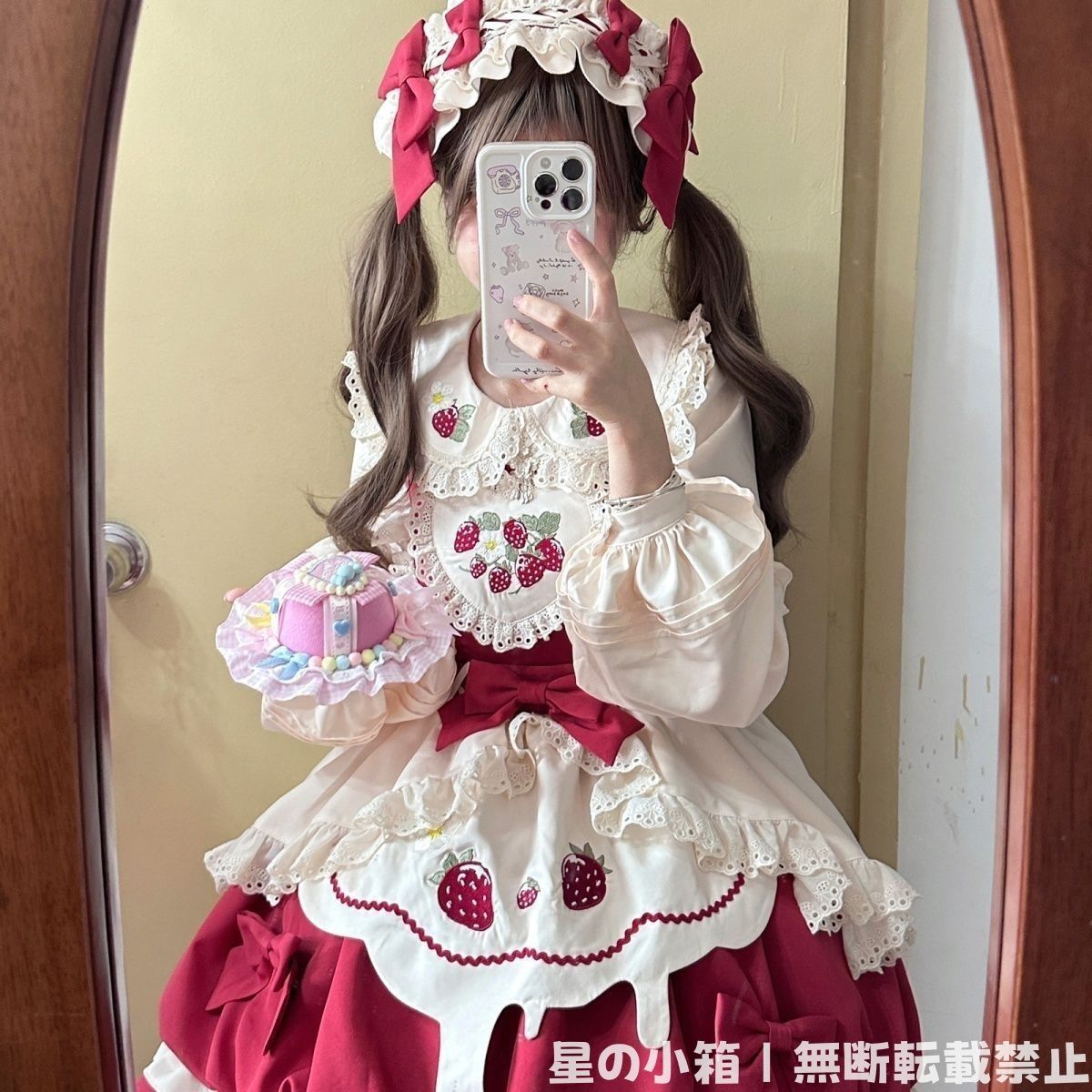 新品 未使用 可愛い苺柄 ロリータワンピース JSK 甘ロリデザイン 