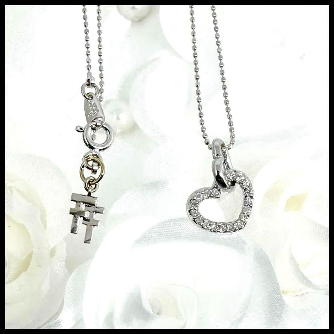 フォリフォリ ダブルハートK18WG ダイヤ0.12 ct ネックレス フォリフォリ ダブルハートK18WG ダイヤ0.12 ct ネックレス