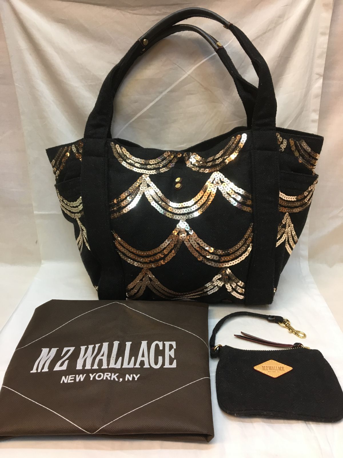 ▽ MZ WALLACE エムジーウォレス スパンコール トート ハンド バッグ 