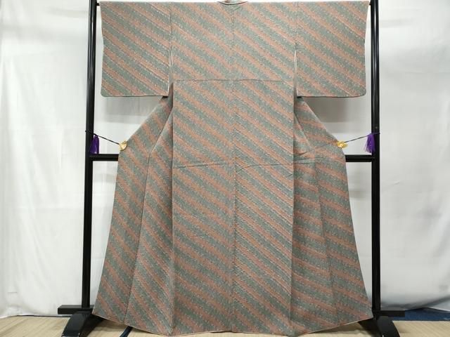 平和屋着物■上質な小紋　型染め　花鳥唐草文　逸品　未使用　BAAI9769pm 平和屋着物□上質な小紋 作家物 型染め 草木染 花唐草文 暈