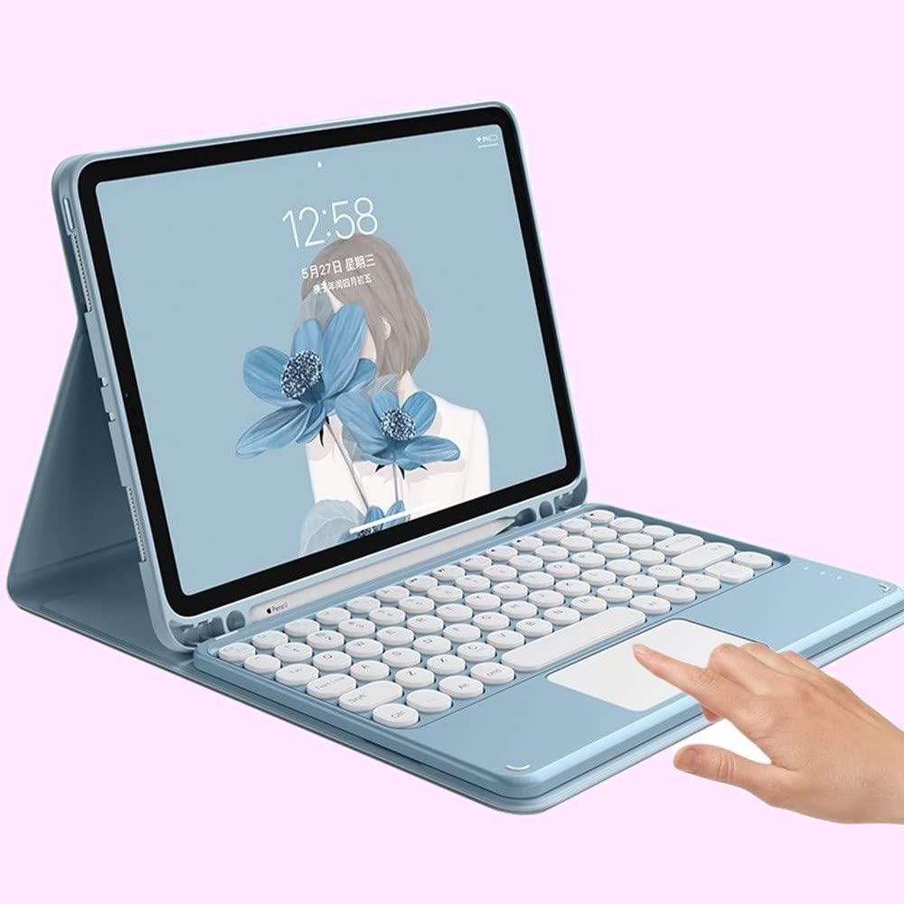 Size:iPadPro11第4/3/2/1世代_Color:ブルー iPad Pro 2022 11インチ 新型 キーボード ケース タッチパッド搭載 可愛い 丸型キー iPad Pro 11 インチ 第 4 3 2 1 世代 2018 アイパッド プロ11