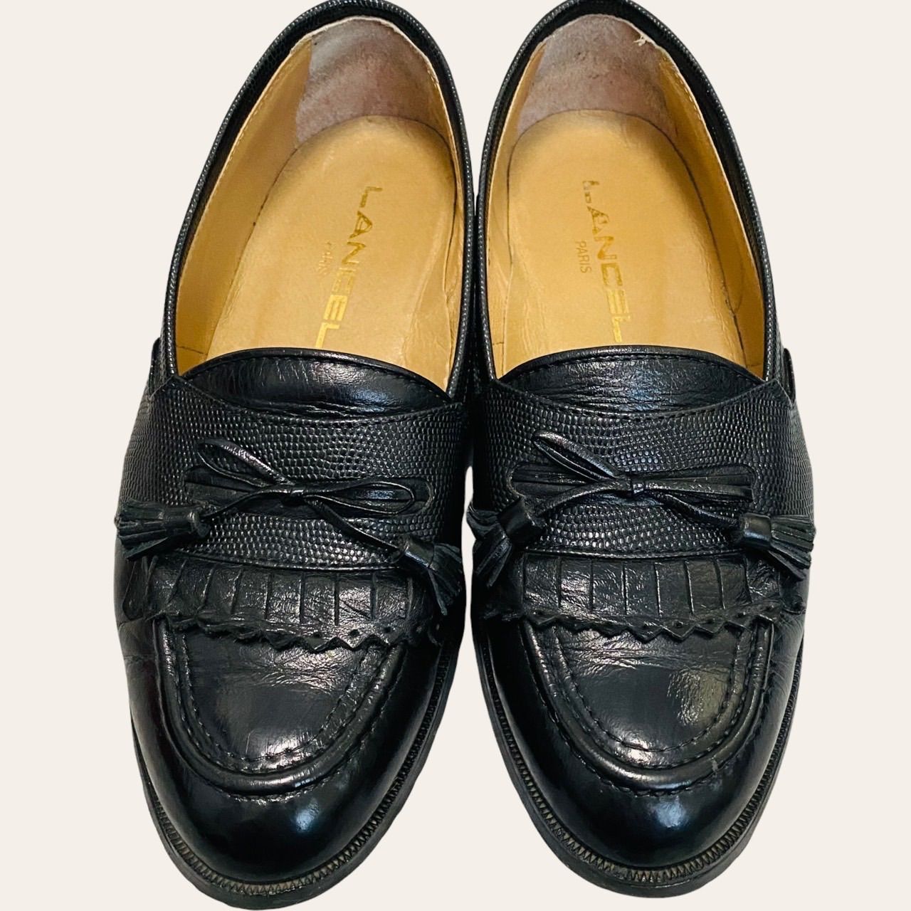1円～売り切り　LANCEL　ランセル　本革　ローファー　黒　新品未使用　25.0EEE　幅広　ソフトソール　　　　　　検索用ビジネスイタリアン ランセル ローファーの値段と価格推移は？｜1件の売買データから