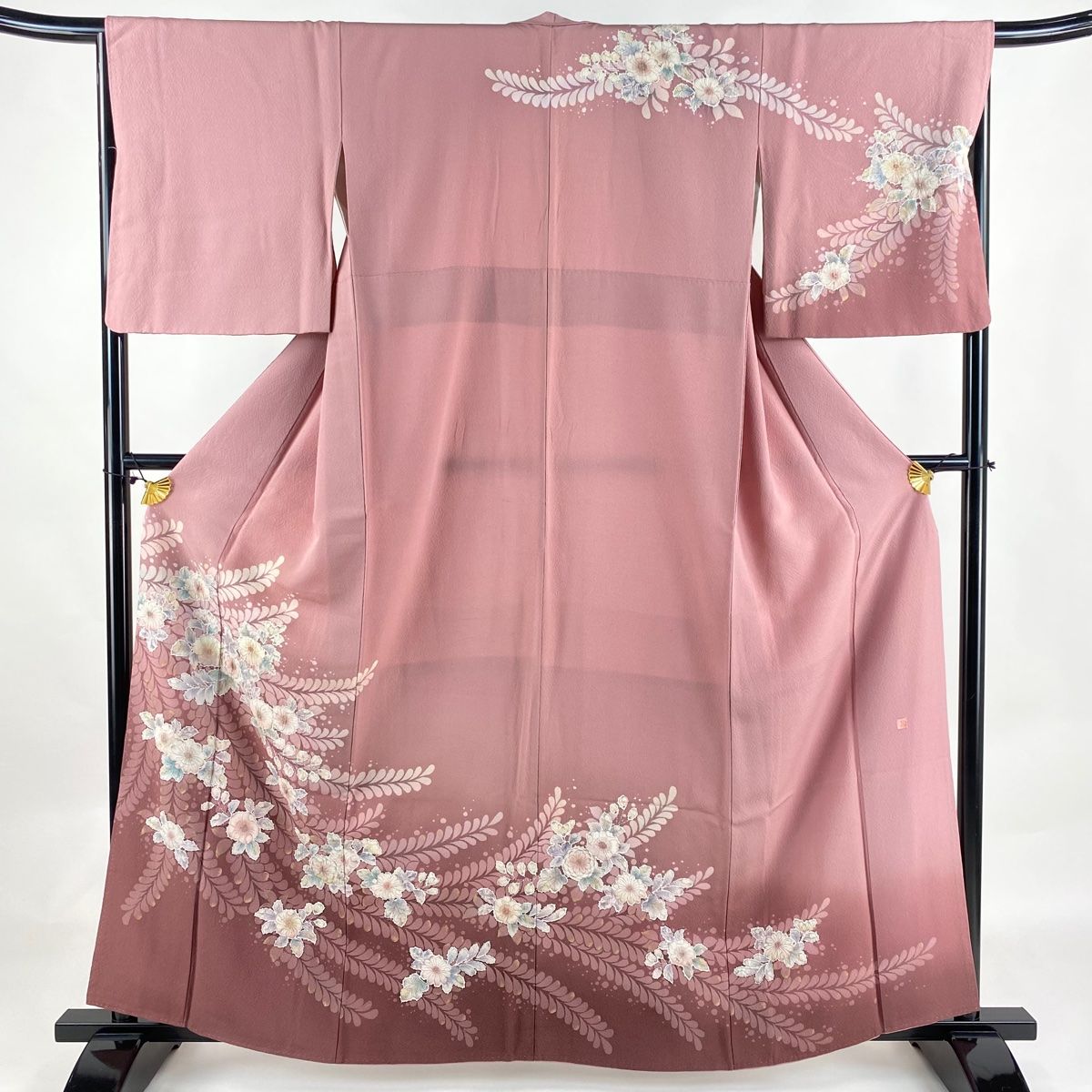 訪問着 身丈160cm 裄丈65.5cm M 袷 落款 辻ヶ花柄 金彩 ぼかし ピンク  