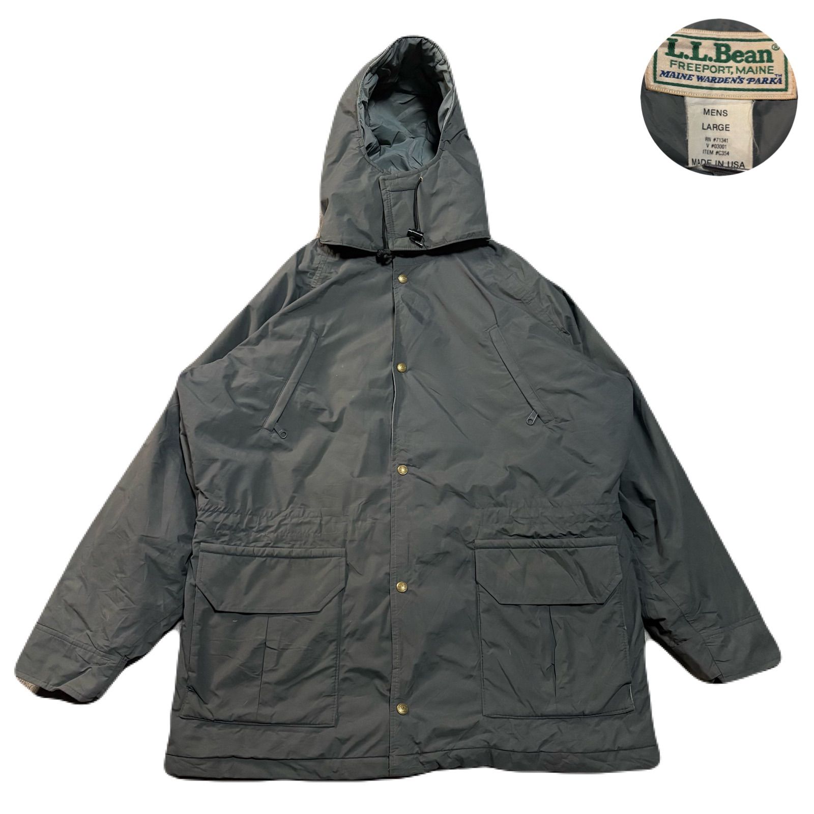 LLBean エルエルビーン MountainParka マウンテンパーカー MaineWarden'sParka メインワーデンズパーカー GORE-TEX ゴアテックス 80s USA製 Nylon ナイロン Grey グレー L