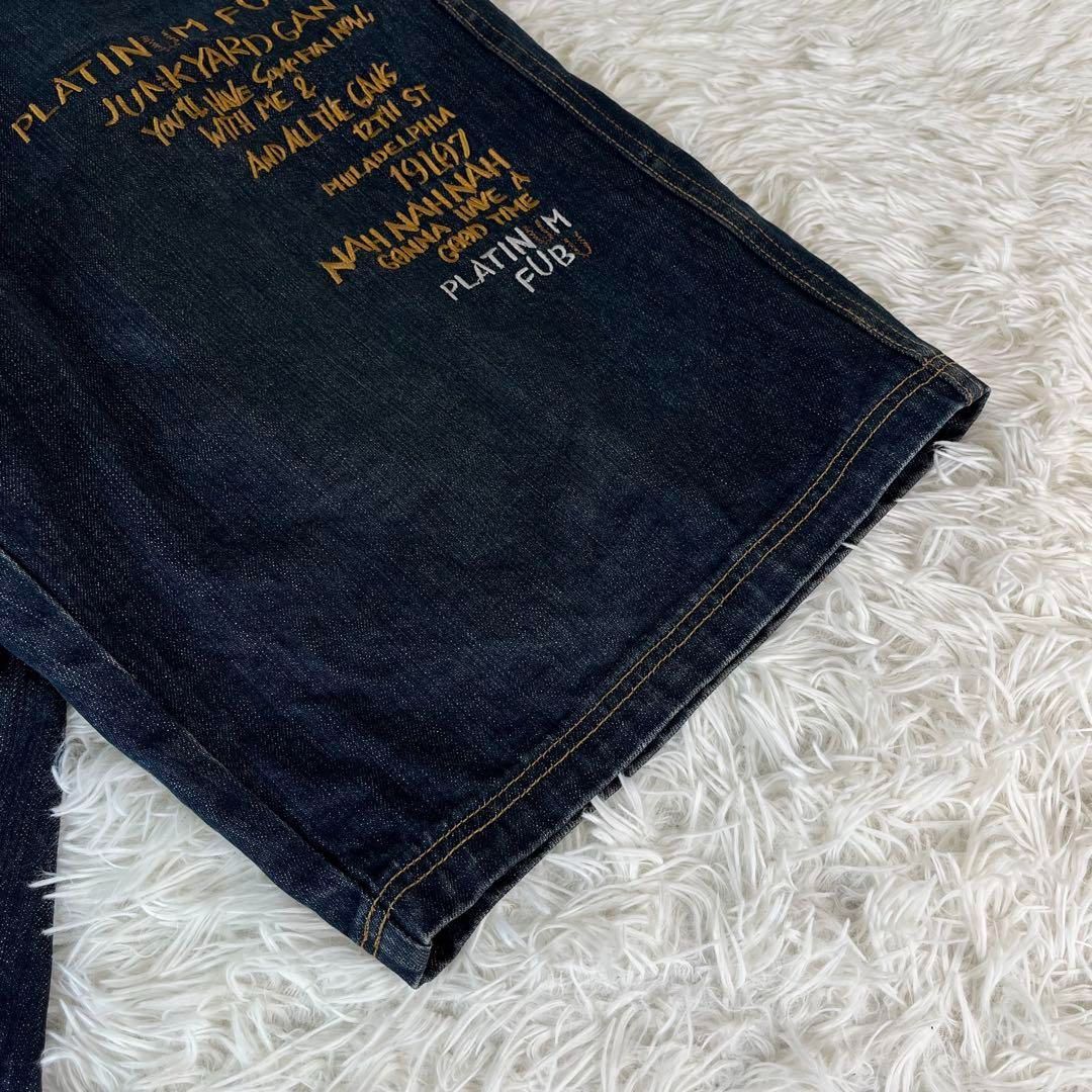 PLATINUM FUBU デニム ハーフパンツ 刺繍ロゴ 37980 PLATINUM FUBU デニム ハーフパンツ 刺繍ロゴ 37980 - メルカリ