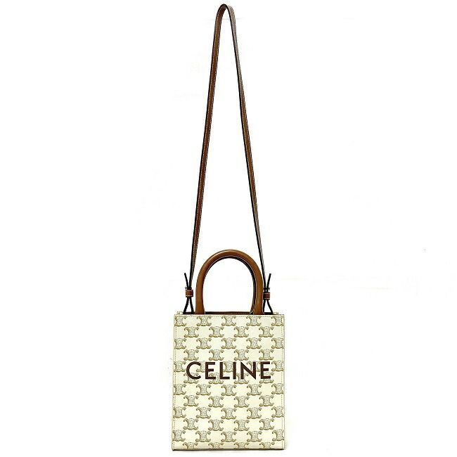 【Aランク】CELINE セリーヌ ミニバーティカルカバ ハンドバッグ ショルダーバッグ 2way 194372BZK.01BC トリオンフキャンバス ホワイト【ISEYA】