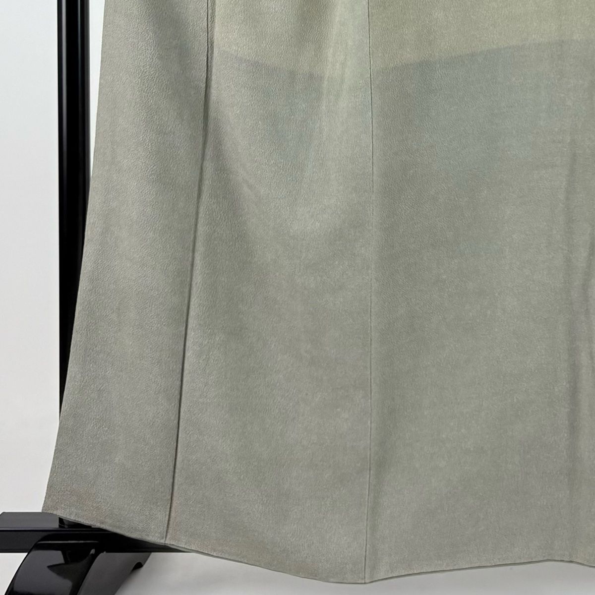 江戸小紋 身丈160cm 裄丈67.5cm L 袷 落款 鮫 縮緬 灰緑 正絹 一つ紋