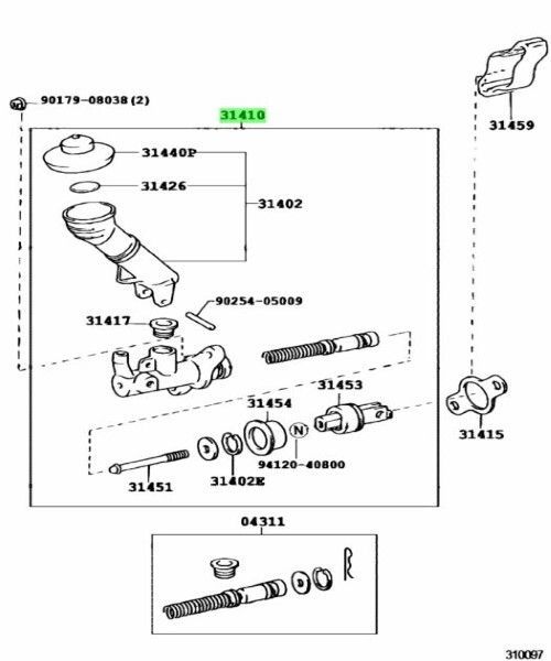 トヨタ 純正 マーク2 クラッチマスタ シリンダ CYLINDER CLUTCH MASTER 31410-22320 TOYOTA LEXUS Genuine JDM メーカー純正品