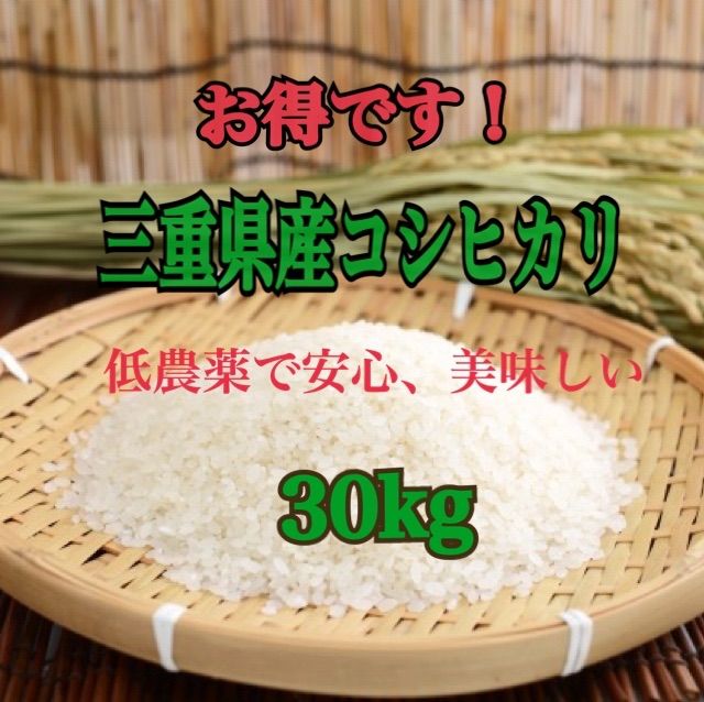 お米 30キロ 三重県産 コシヒカリ 玄米 （【特別栽培米】令和5