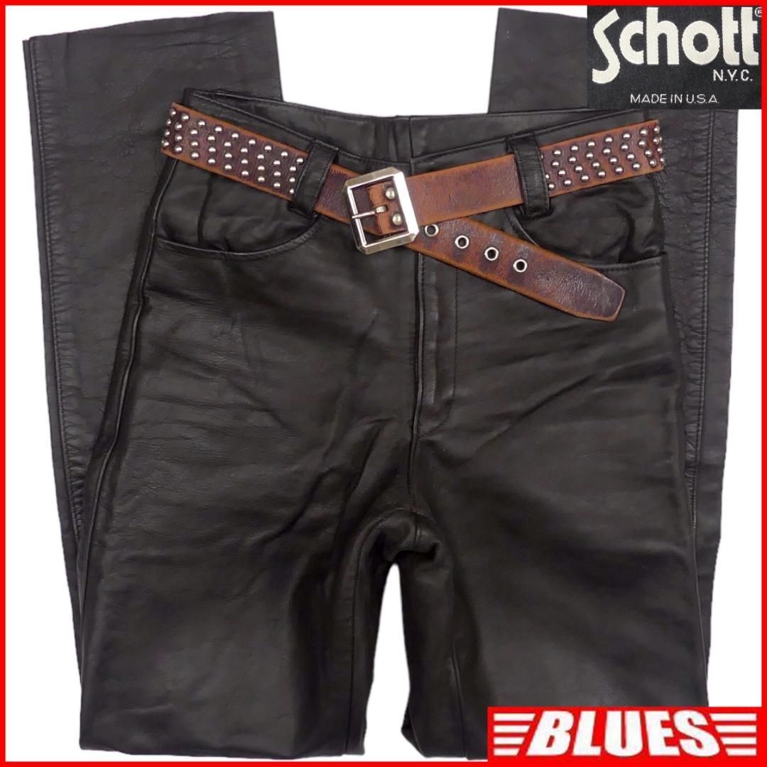 米国製】Schott レザーパンツ 黒 W32 ライダース 本革 - メルカリ