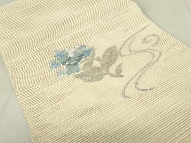 平和屋着物＊夏物 九寸名古屋帯 草花文 銀糸 正絹 逸品 CAAW5506fb