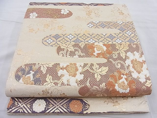 平和屋着物◎六通柄袋帯 ヱ霞吉祥花唐草文 金糸 逸品