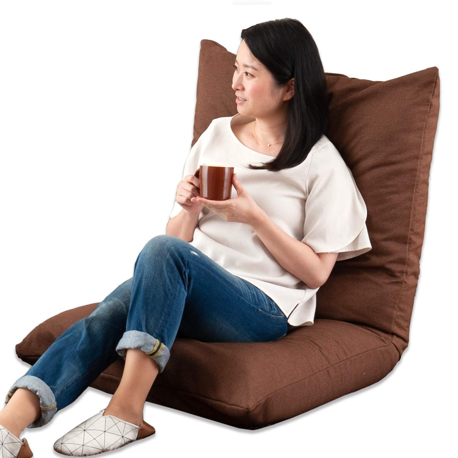 人気商品 180度フラット ハイバック 寝れる 背もたれ 姿勢安定 42段階リクライニング 立体形状座面 洗えるカバー付き 19cm肉厚クッション ゆったりワイド大きい あぐら座椅子 一人掛けソファー 大きい 座椅子 AKDZ-BR ドウシシャ
