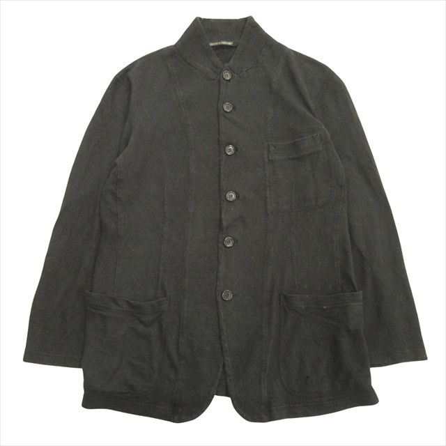 10ss ヨウジヤマモトプールオム YOHJI YAMAMOTO POUR HOMME リネン スタンドカラー ジャケット ブルゾン ピークドラペル アーカイブ 2 黒 ブラック メンズ