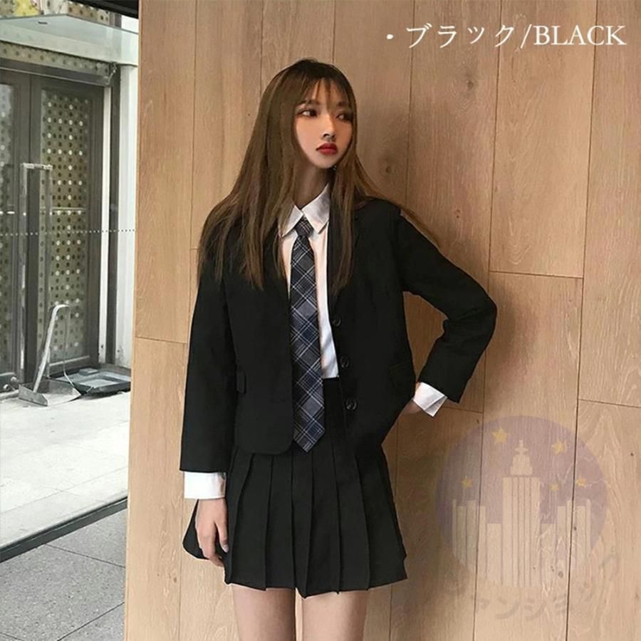卒業式スーツ女の子韓国制服卒服小学校女子ゆったりサイズ4点セット子供服ガールズ入学式ネクタイジャケットブラウスシャツスカート