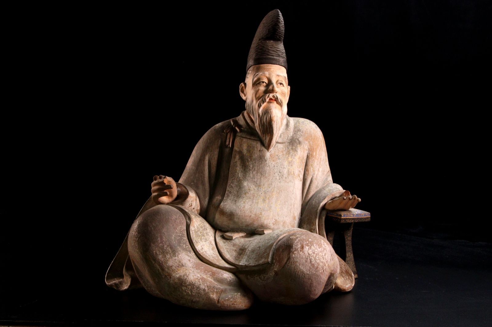 Yahoo!オークション - 「柿本人麻呂像」木彫 神像 頓阿法師