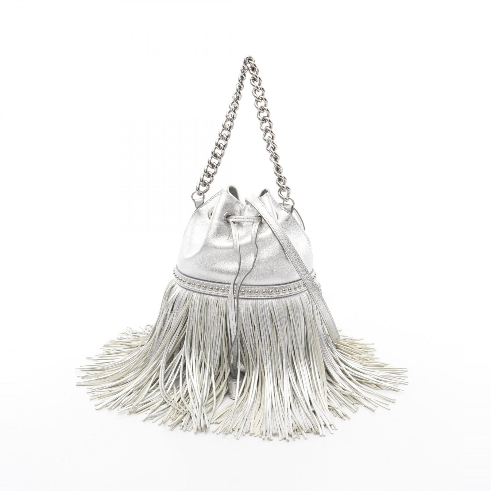 ジェイアンドエムデヴィッドソン J-M Davidson ハンドバッグ FRINGE CARNIVAL MINI フリンジカーニバル ミニ LMNC-1XX-MCNP シルバー レザー Carnival レディース Used B