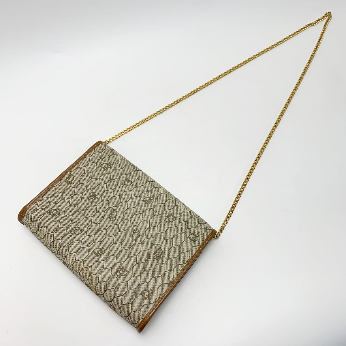 Christian Dior クリスチャンディオール ハニカム トロッター ベージュ チェーンショルダーバッグ ゴールド金具