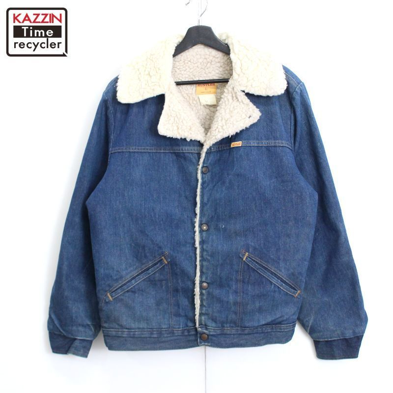 70s USA製 vintage RUSTLER ボア デニムジャケット メンズ 表記Lサイズ