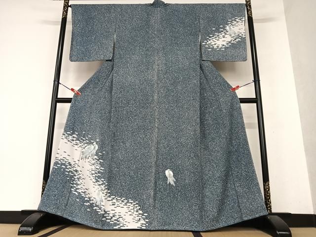 平和屋着物○訪問着 手描き しろさぎ 白鷺 たたき染め 金彩 正絹 逸品