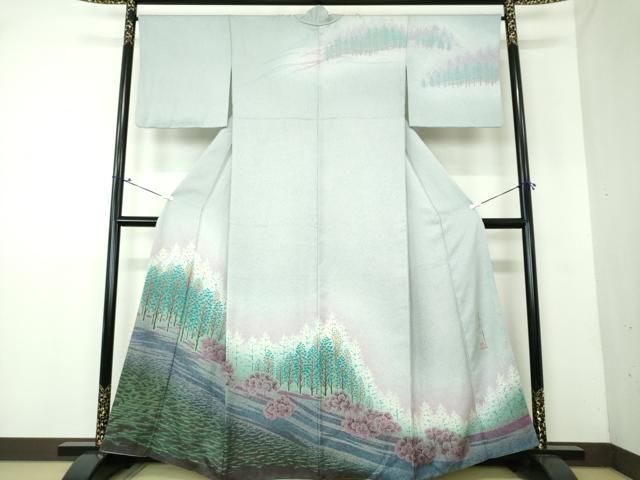 平和屋着物○中嶋まさひろ 蝋彩染作家 訪問着 樹林風景 暈し染め