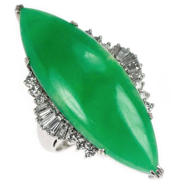 Pt900 翡翠 ダイヤモンド リング 17.44ct D0.74ct - メルカリ