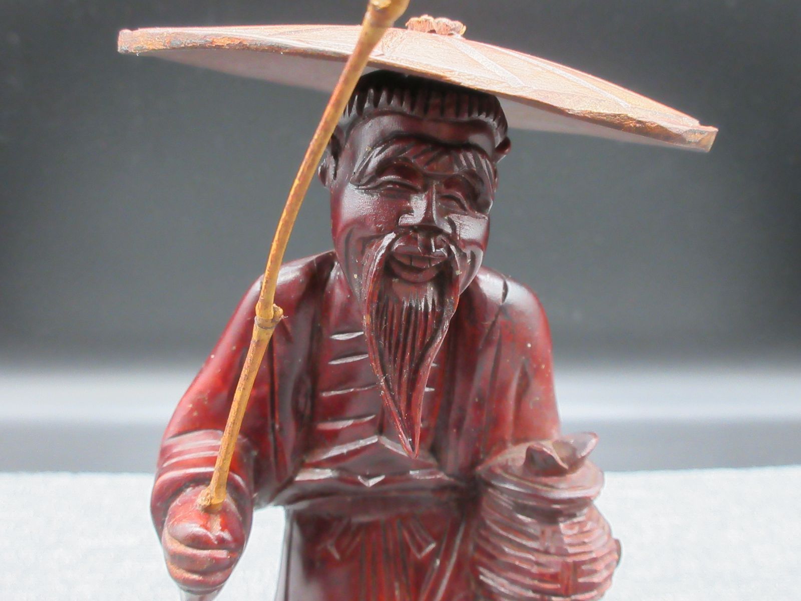 木彫 東南アジア 老人 釣り人