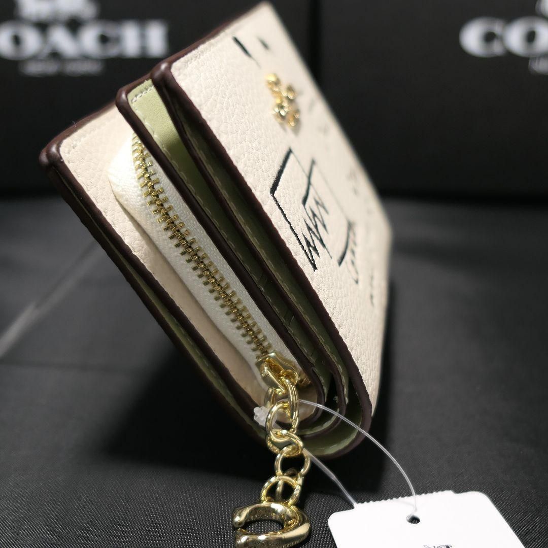 COACH コーチxバスキア 二つ折り財布 スナップ 新品ホワイト C5587