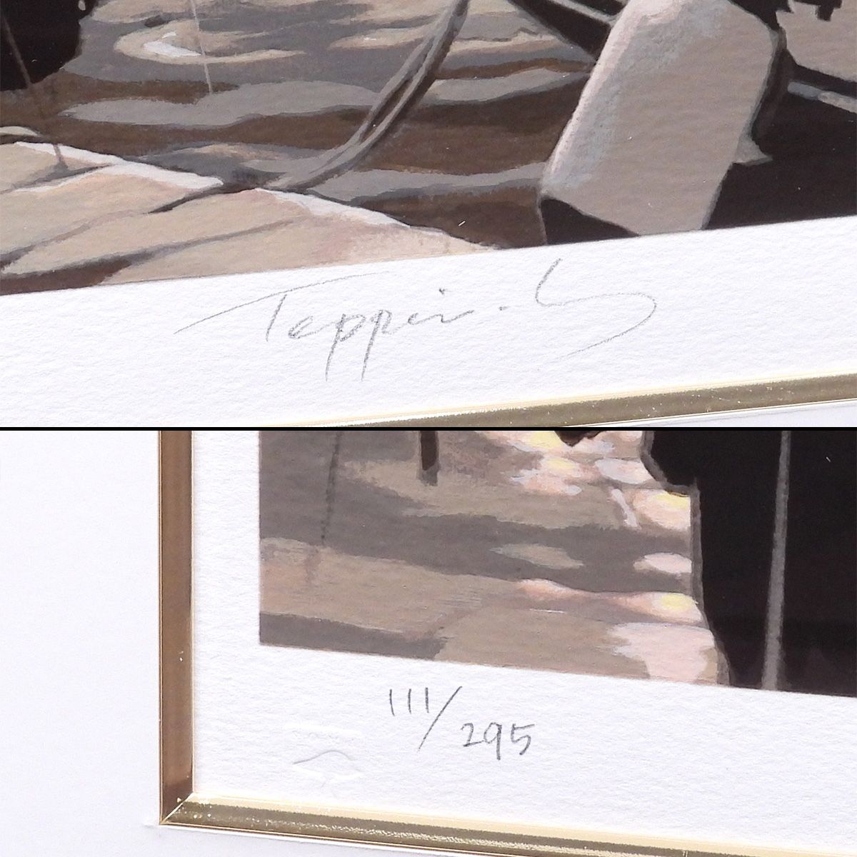 笹倉鉄平 雨のポルトフィーノ 風景画 作家直筆サイン 夜景 版画 絵画