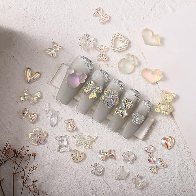 3D ネイルパーツ レジン りぼん ハート くま ネイルパーツ レジン