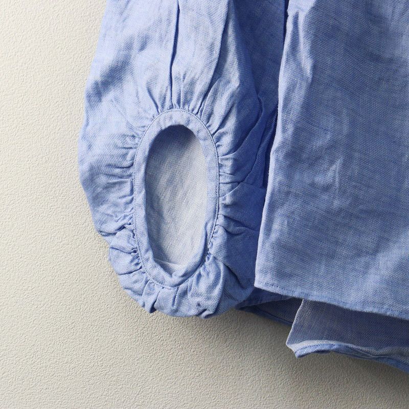 マイラン リネン ブラウス 青 マイラン MYLAN リネン オフ