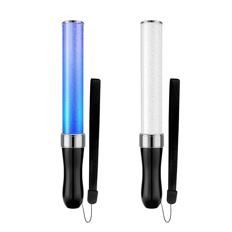 2本LED ペンライト， 24色カラーチェンジ， 自動/手動切替， 25cm， 高輝度コンサートライト， 応援用品