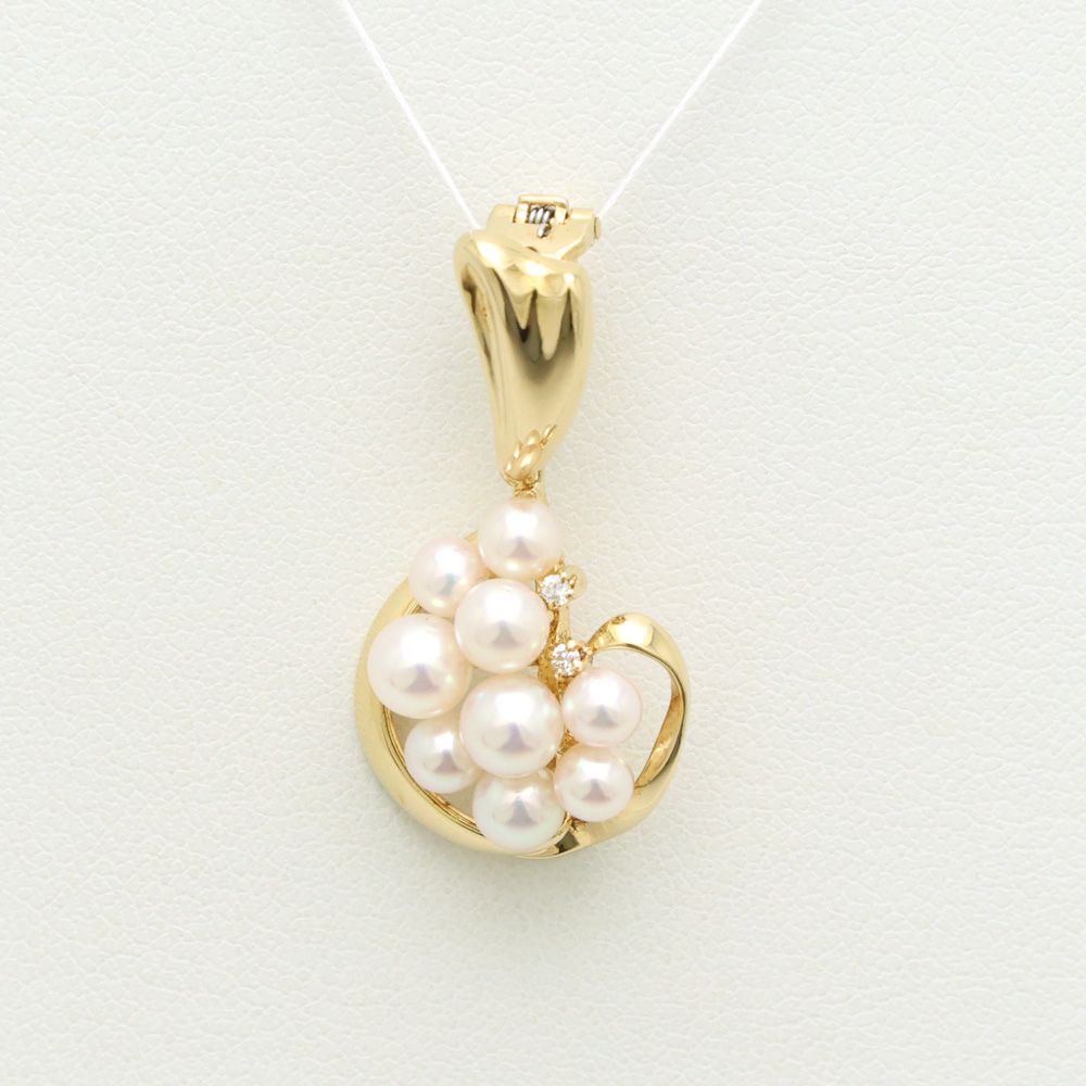 楠本質店|元住吉 タサキ K18 ベビーパール-ダイヤ ペンダントトップ パール3.5-4.5mm|ダイヤ0.02ct