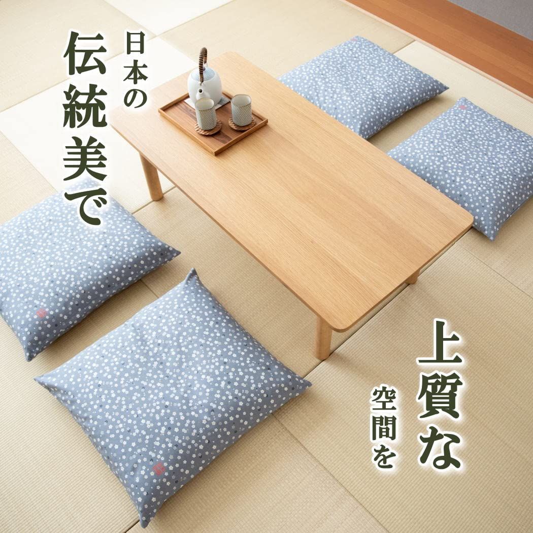 カバー 三河産 ざぶとん 和室 綿100％ 洋室 来客用 木綿日和 普段使い 業務用 さくら模様 飲食店 業務用 公民館 座布団カバー 集会所 来客用 法事 RABO 会議室 SINGU ブルー HAPPY 5枚組 NEXPOTALLINN_EU