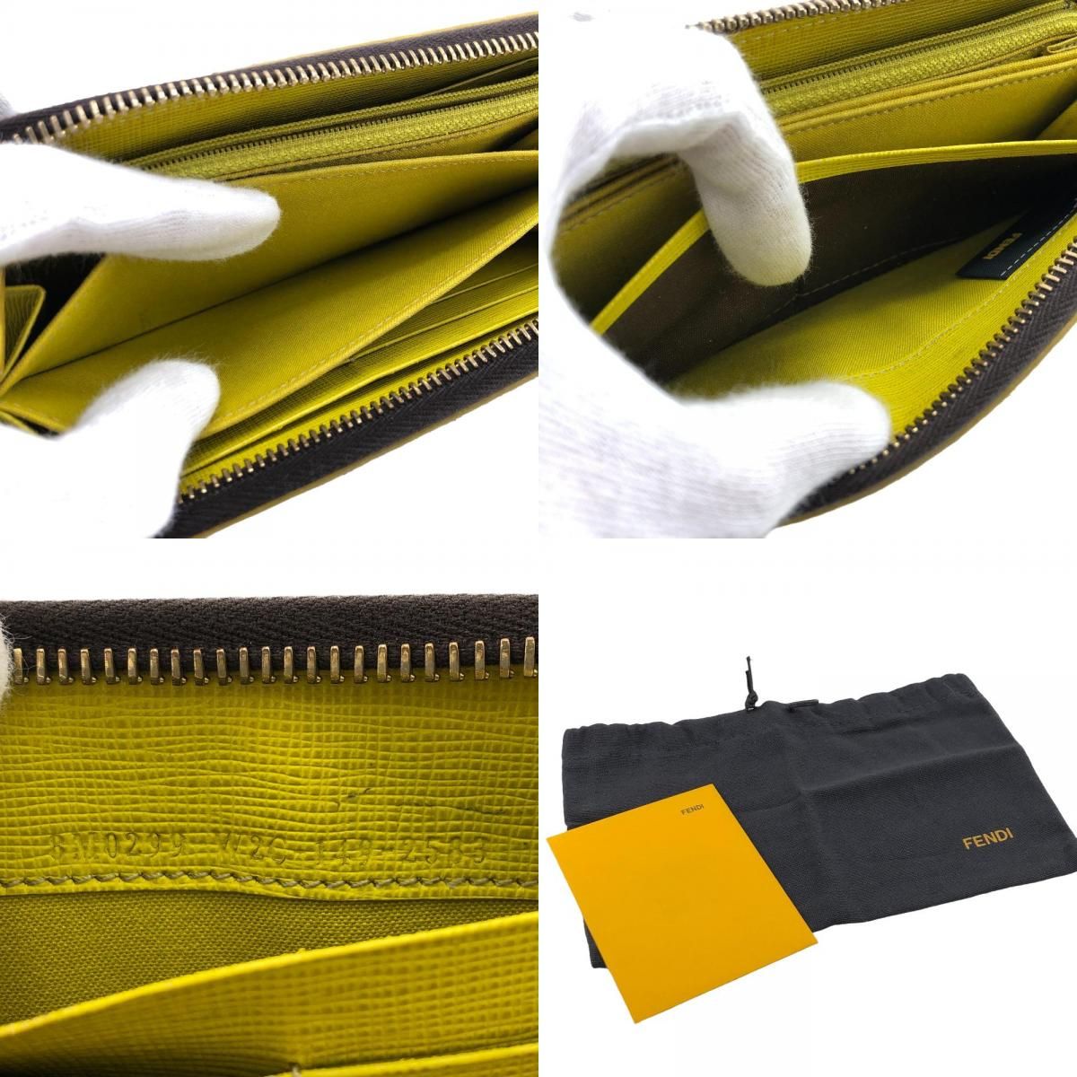 FENDI/フェンディ ズッカ柄 ラウンドファスナー グラデーション レザー 
