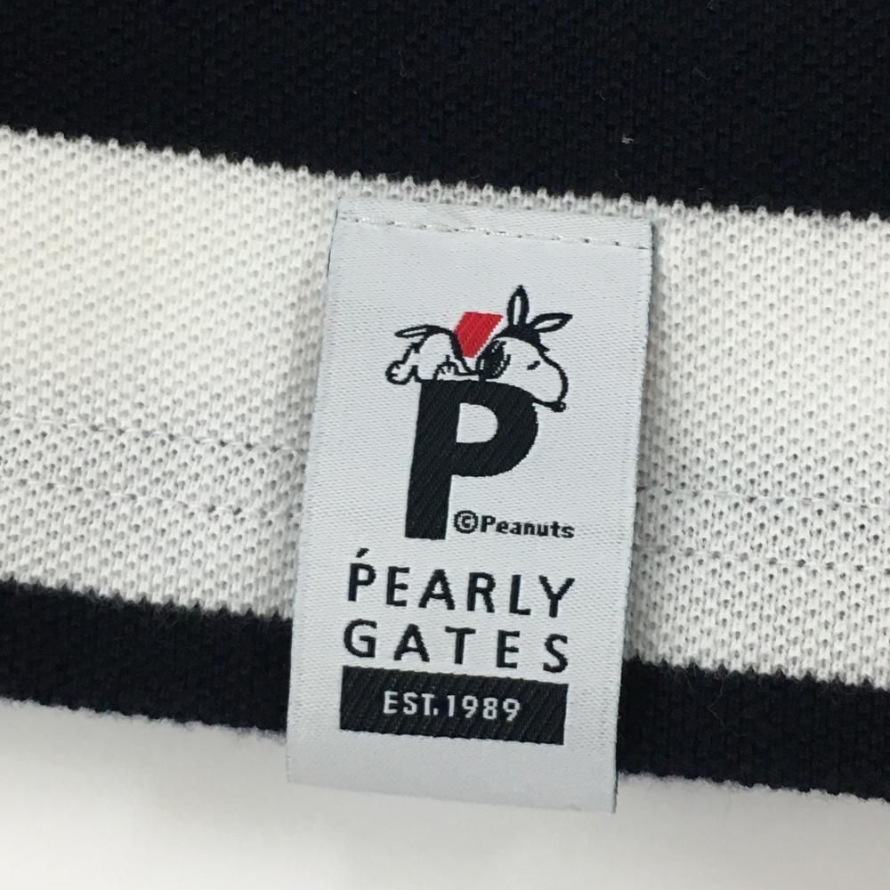パーリーゲイツ×PEANUTS 半袖ポロシャツ 白×ネイビー ボーダー