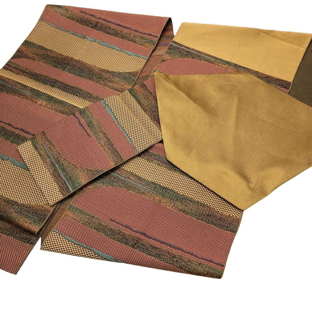 名古屋帯抽象模様金通しお洒落円弧着物帯029k