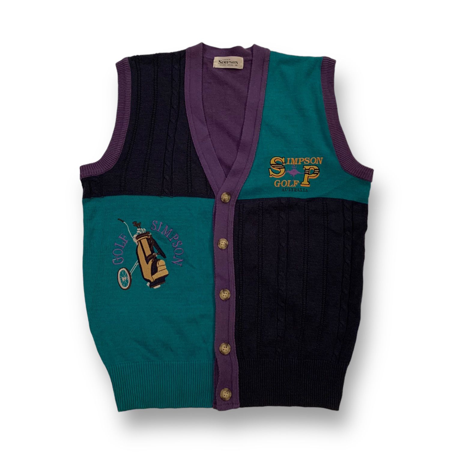 90s SIMPSON Embroidered Knit Vest シンプソン アクリルニットベスト