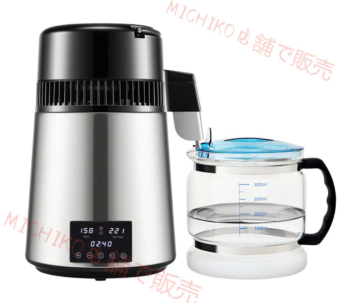 自動蒸留水器 蒸留水機 蒸留器 4L 大容量 304 ステンレス製 蒸留水作り 高純度 全自動 温度制御 ハーブウォーターメーカー 精製水 精油 フローラルウォーター 酒を醸造用 化粧水 自宅 美容室 スパ エステサロン 美容用 家庭用 研究用 ガラス容器付き