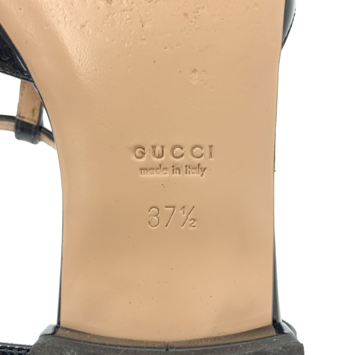 GUCCI | グッチ | パテントレザー GGロゴ ストラップ フラットシューズ サンダル | 37 1|2 | ブラック | レディース KIN-KAAI_COM