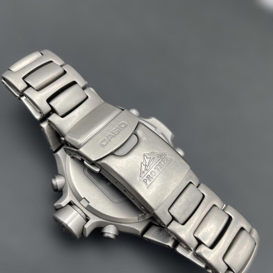【美品】カシオプロトレックPRT-3000フルチタン&スクリューバック 動作OK】CASIO PRT-3000 チタン プロトレック ツインセンサー（気圧