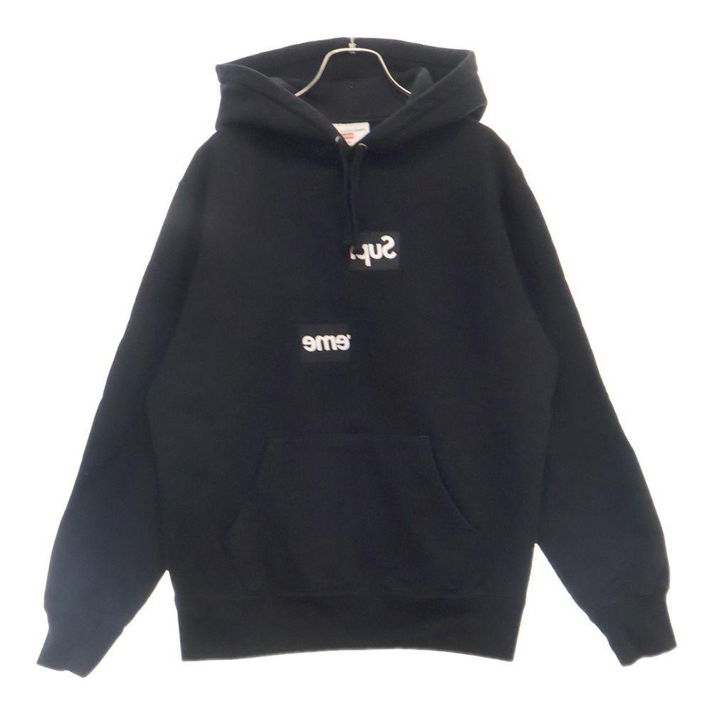 SUPREME (シュプリーム) 18AW ×COMME des GARCONS SHIRT Split Box Logo Hooded Sweatshirt コムデギャルソン スプリットボックスロゴ スウェット プルオーバーパーカー ブラック