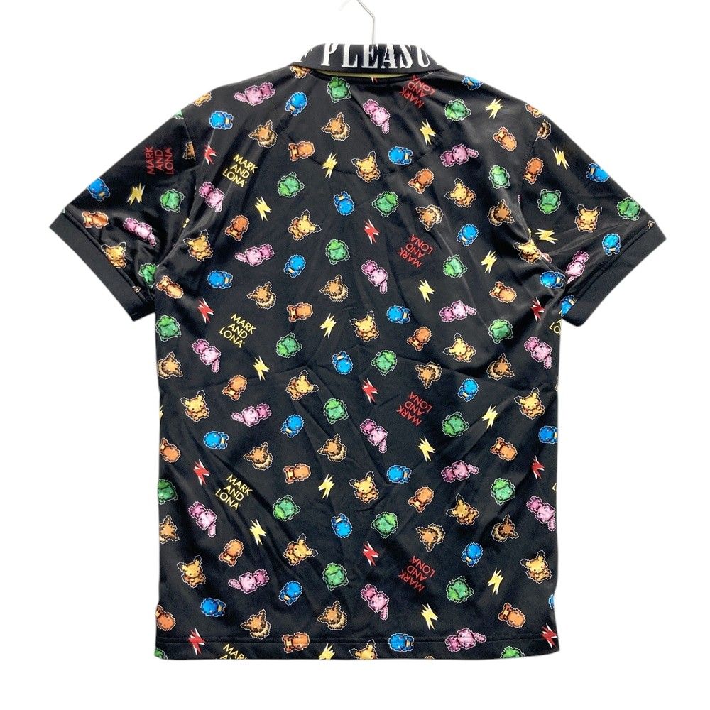 サイズ 46 MARK-LONA マークアンドロナ ×pokemon ポケモン 半袖ポロシャツ 総柄 ブラック系 240101469269 ゴルフウェア メンズ ストスト