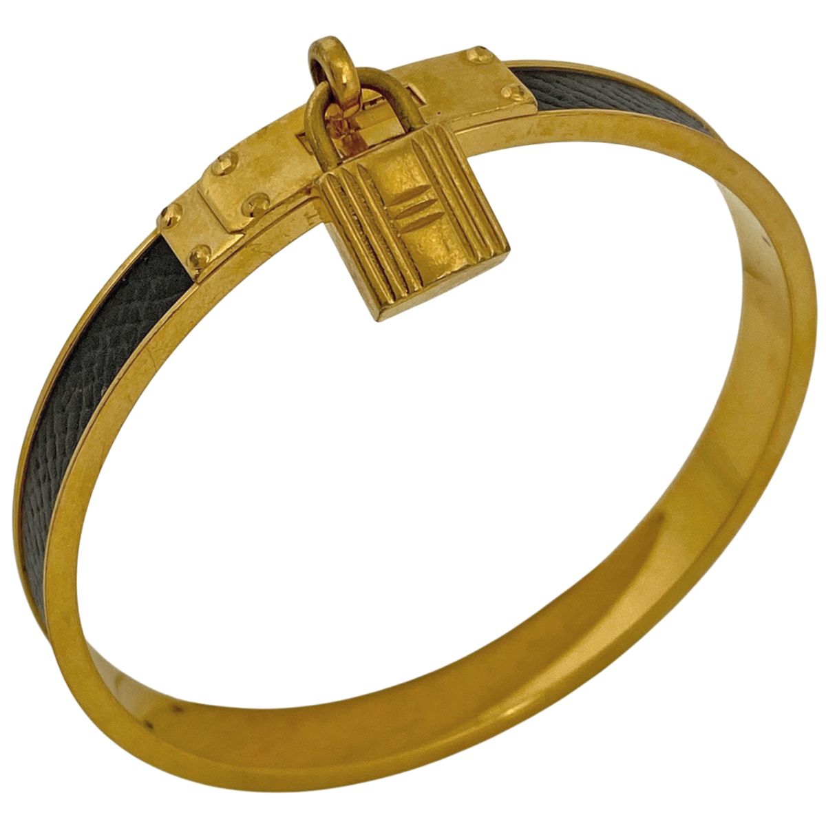 エルメス HERMES ケリー バングル 腕輪 カデナ バングル GP ゴールド ブラック レディース