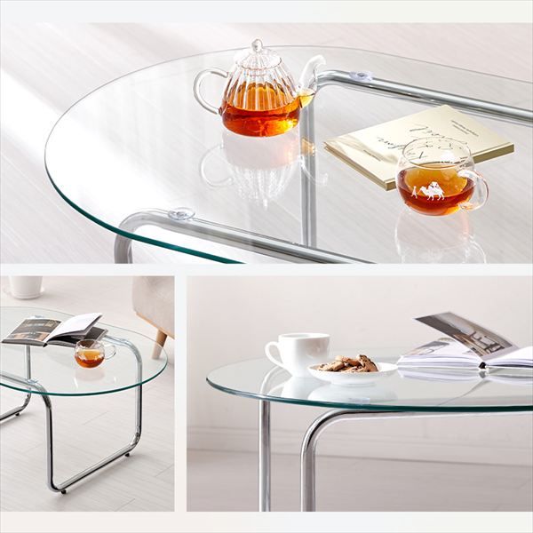 幅90×60cmガラステーブル◆楕円形センターテーブル ローテーブル 透明感 41313_07.jpg